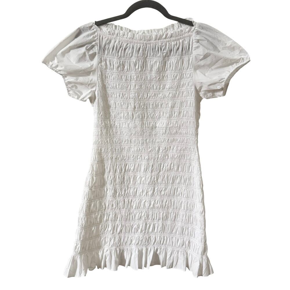 DOEN Rizzo Smocked Mini Dress in "Salt" White Cream Size Small - Picture 3 of 10